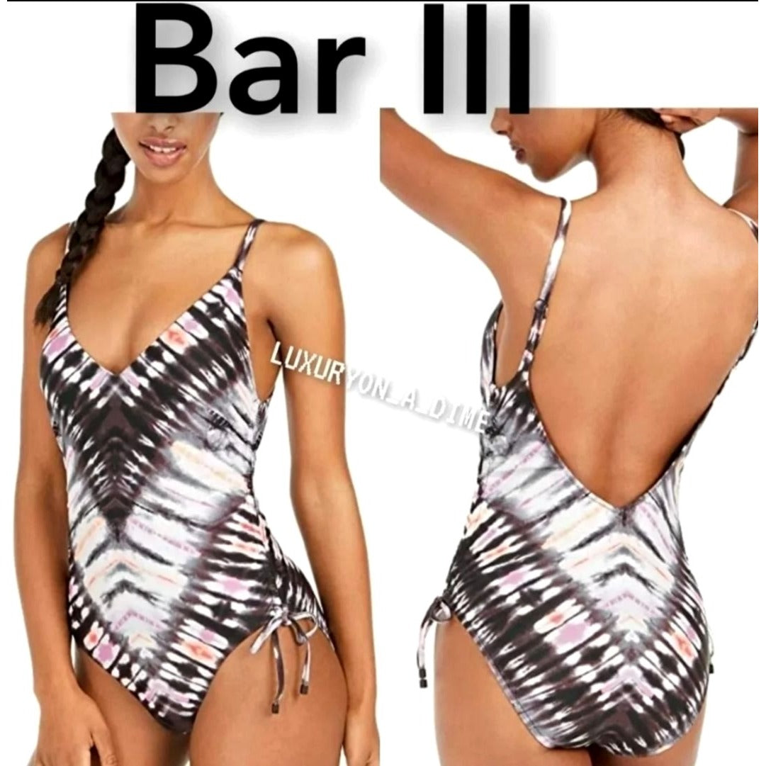 Bar III Swimwear Tie-Dyed Low-Back One-Piece Bathing suit