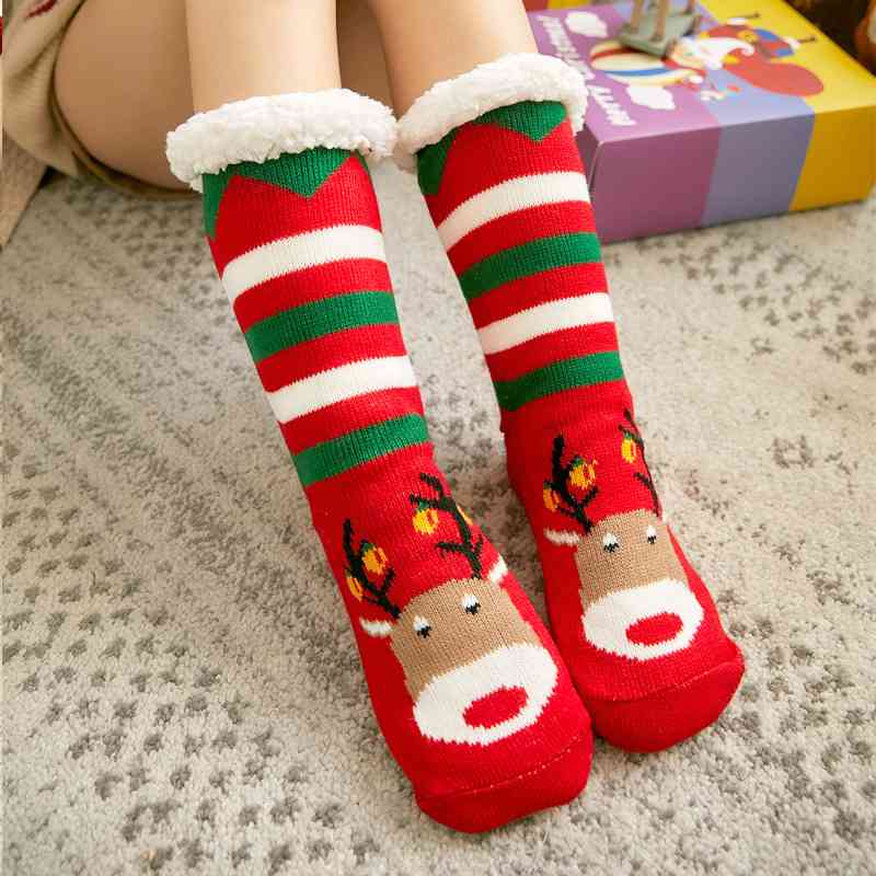 Christmas Knit Sherpa Filled Warm Winter Thick House Holiday Socks