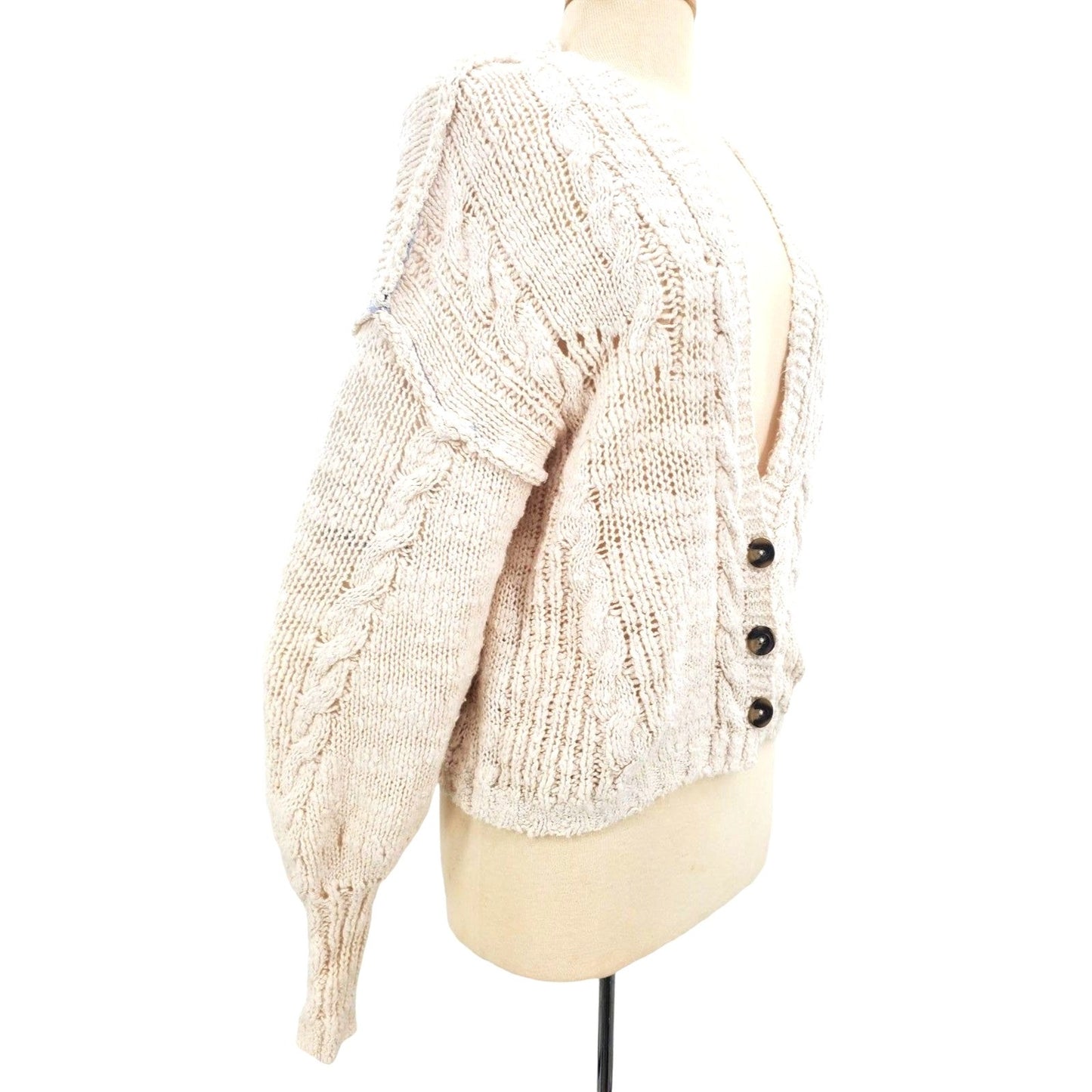 FREE PEOPLE Sandstorm CARDIGAN in IVORY MOON with OCEAN knit Sweater