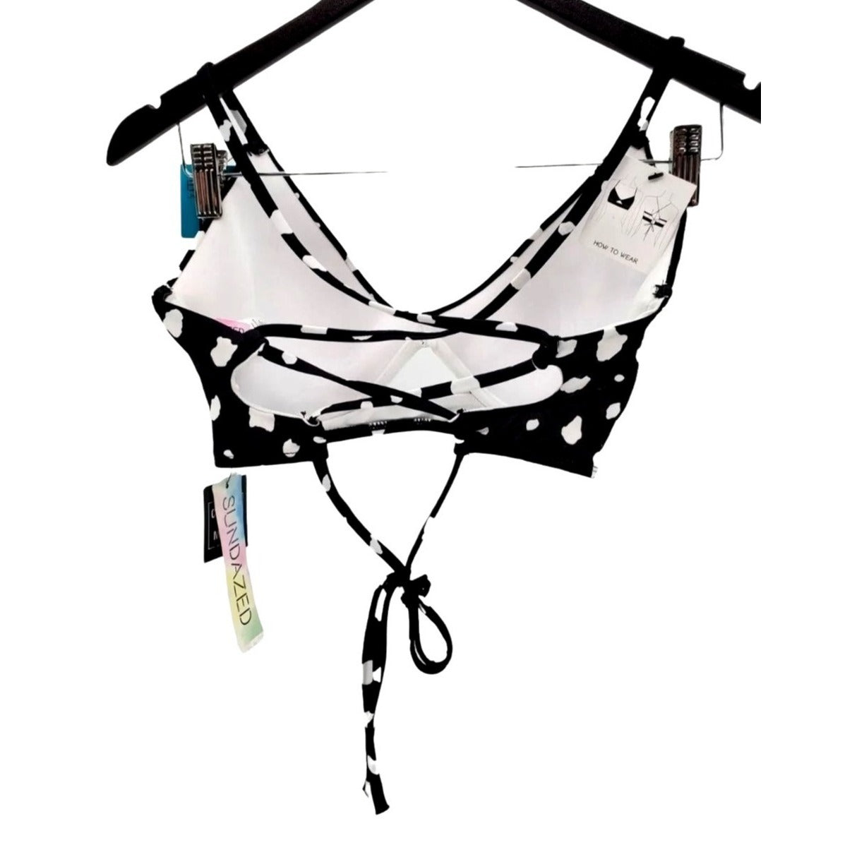 SUNDAZED Bikini Top Cow Print Cut-out Strappy Cross back Swimwear