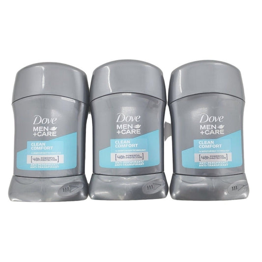 3-pack DOVE Men Deodorant +Care CLEAN COMFORT Stick 1.7oz / 50ml