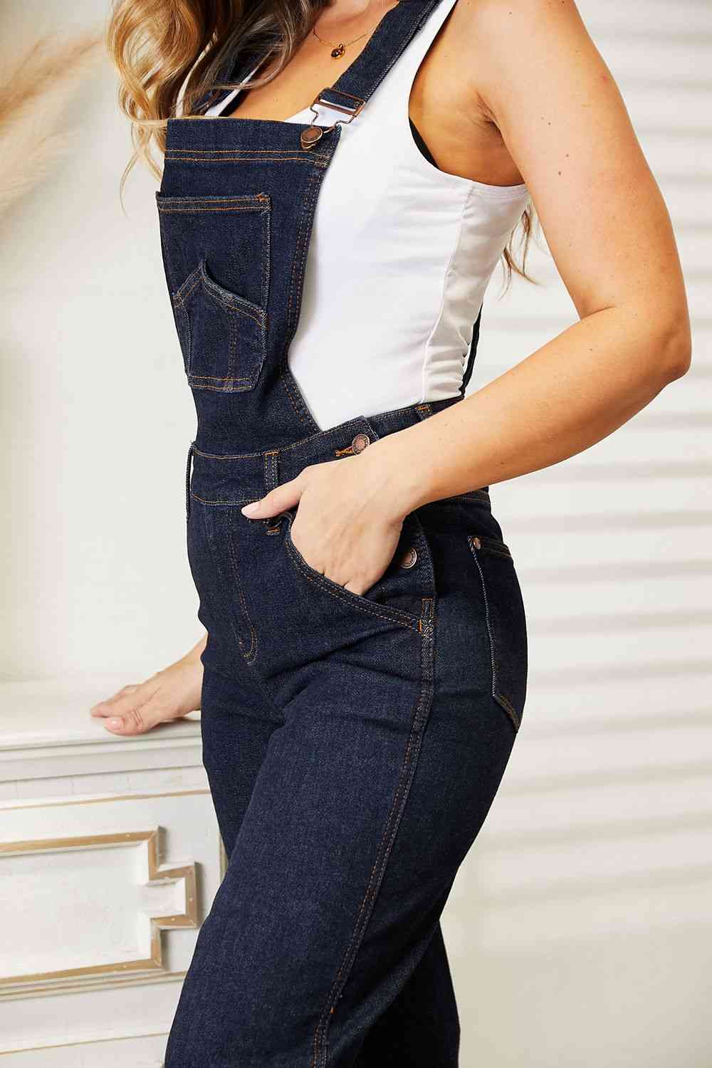 High Waist Taylor Classic Denim Bib Pocket Jean Pant Overalls by Judy Blue