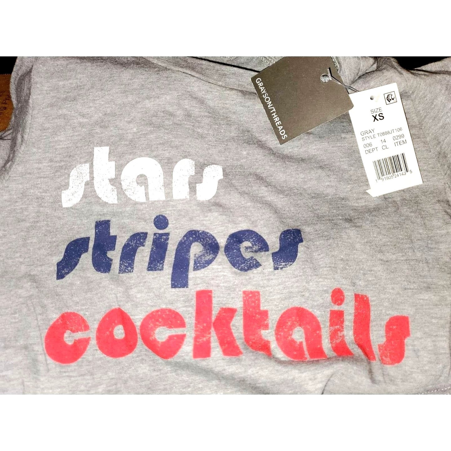 GRAYSON THREADS Shirt Stars Stripes Cocktails AMERICAN Tee shirt
