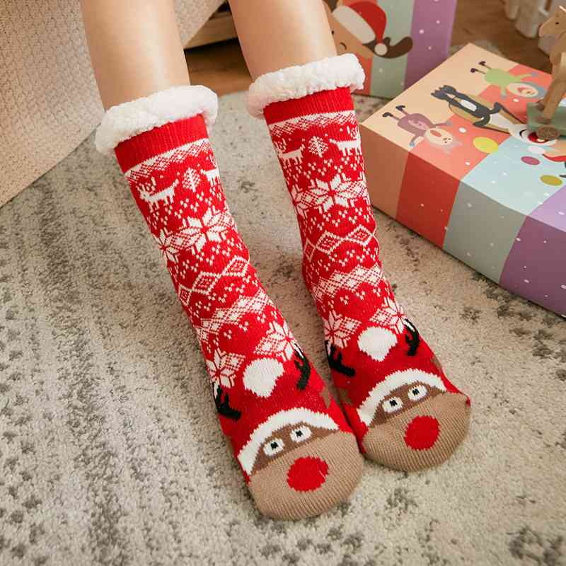 Christmas Knit Sherpa Filled Warm Winter Thick House Holiday Socks