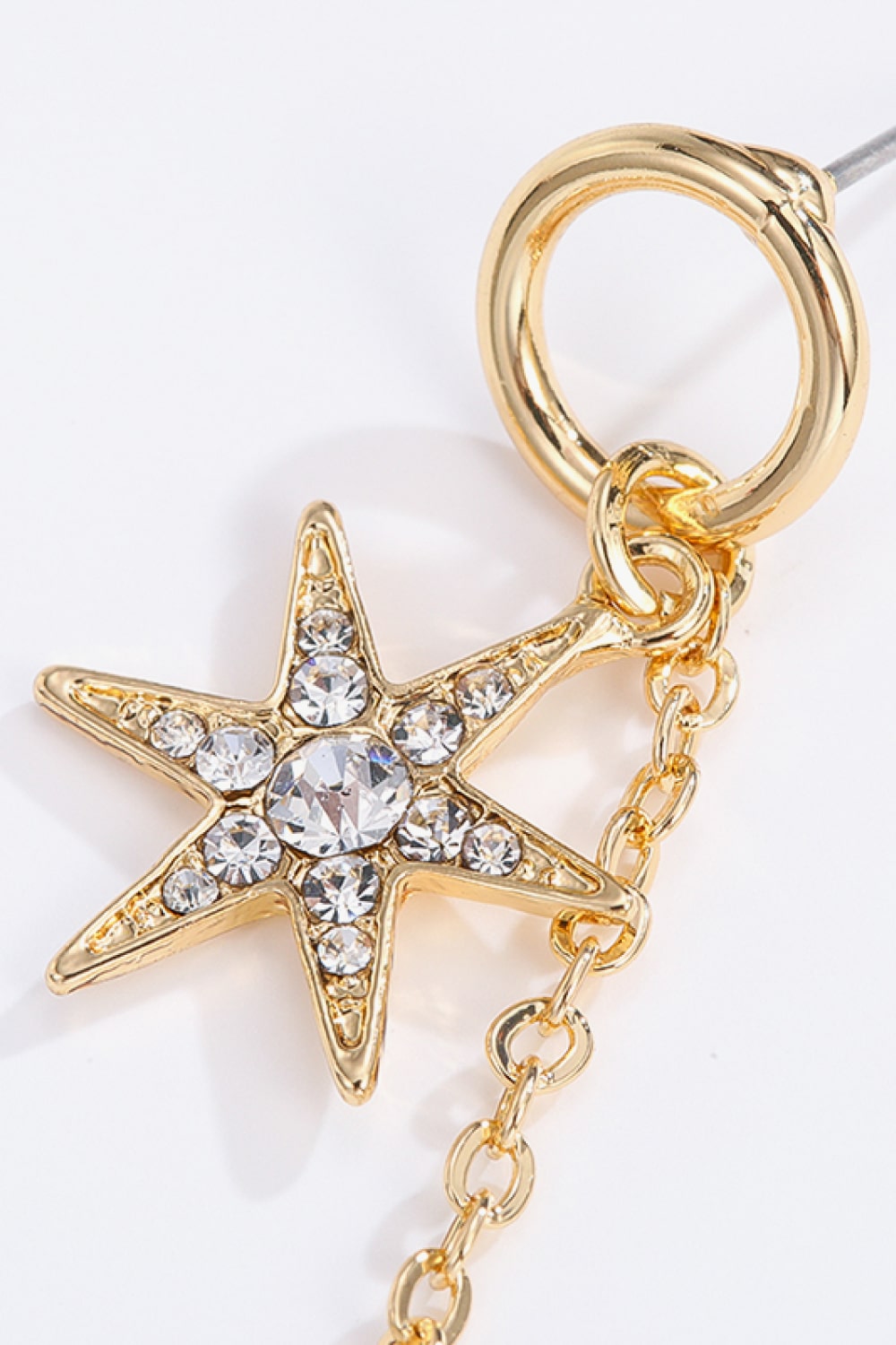 Sparkling Inlaid Rhinestone Encrusted Star & Moon Celestial Earrings