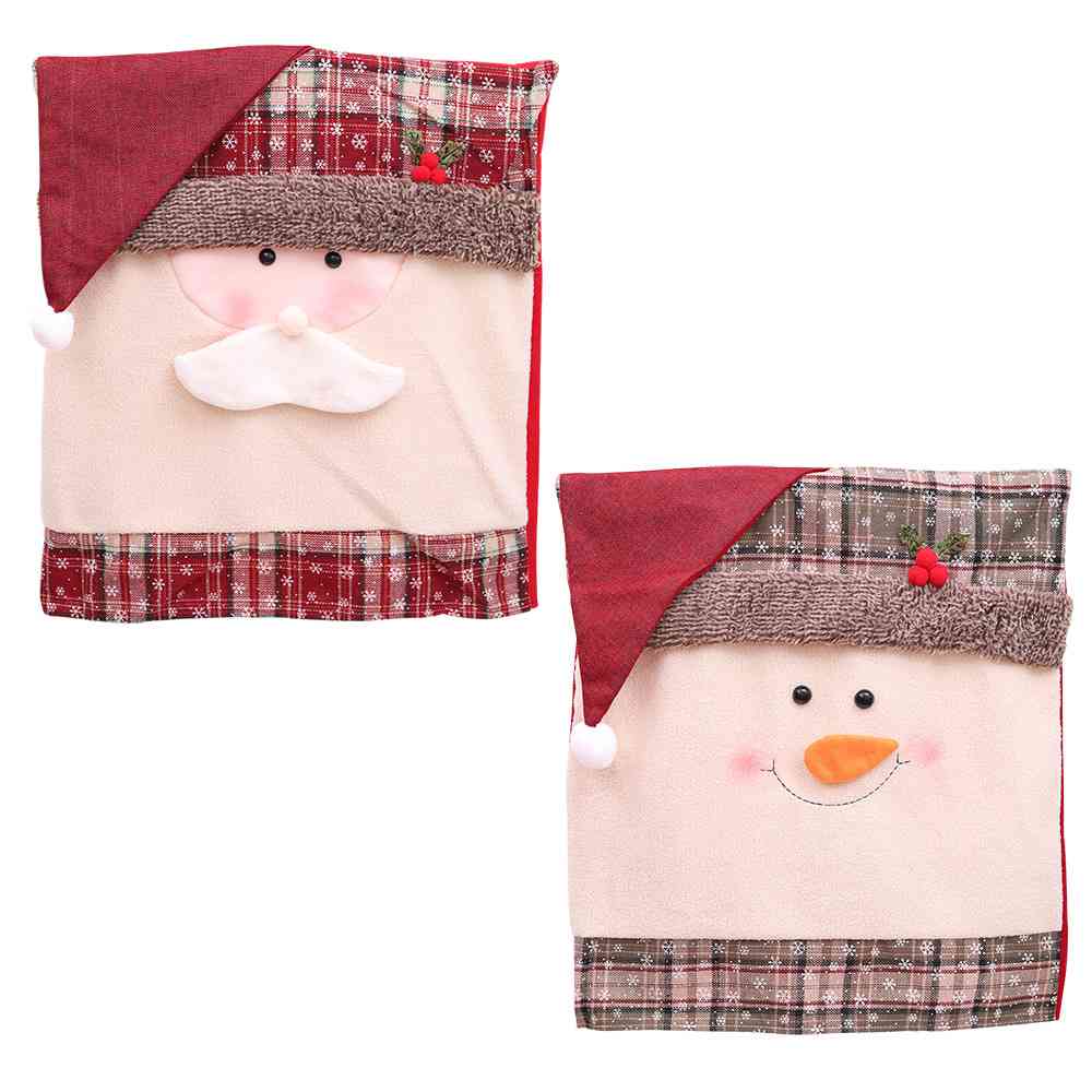 Santa Claus or Snowman Christmas Festive 3D Chair Slip Cover Home Decor