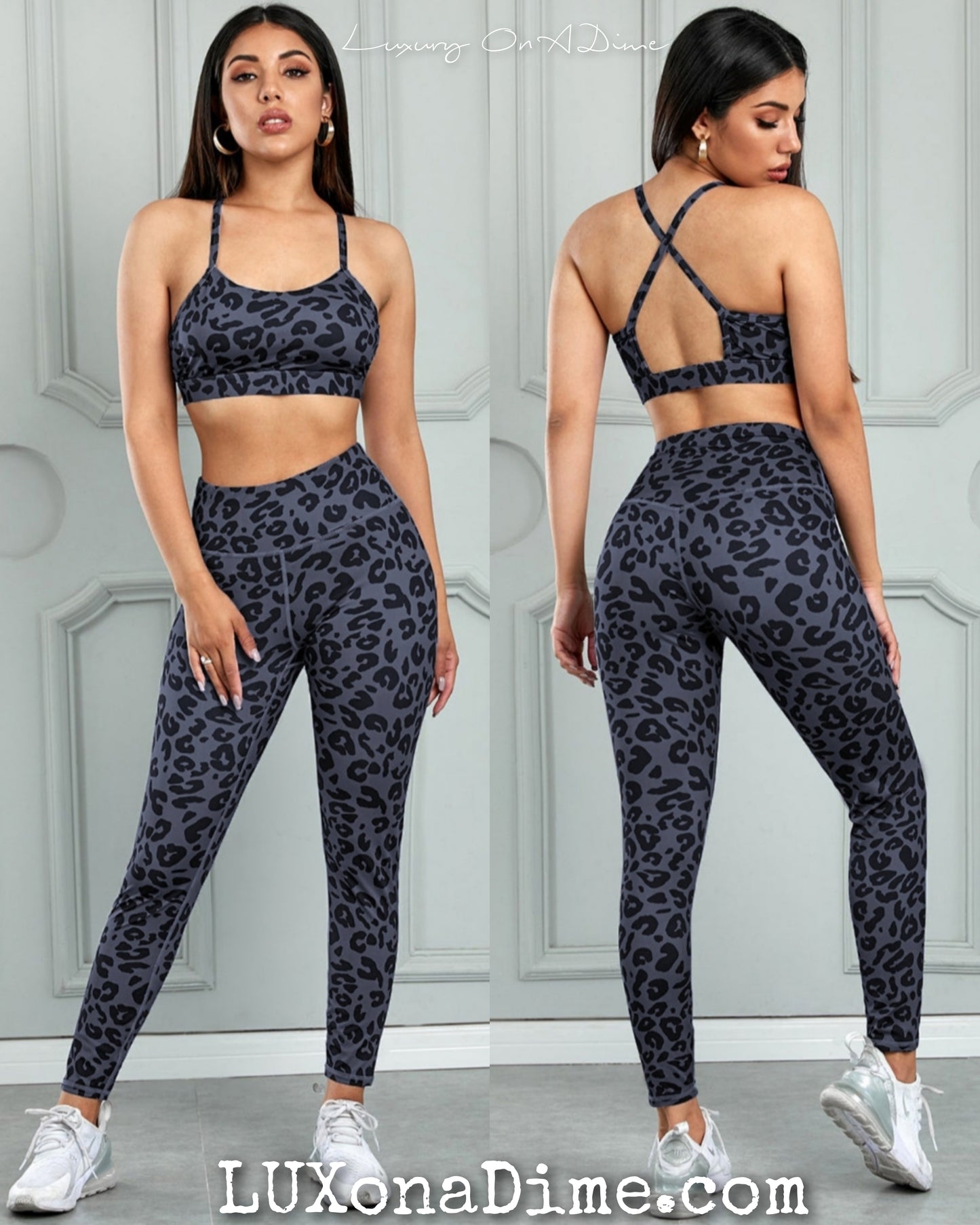 Leopard Sports Bra & Legging Pants 2-piece Matching Activewear Set