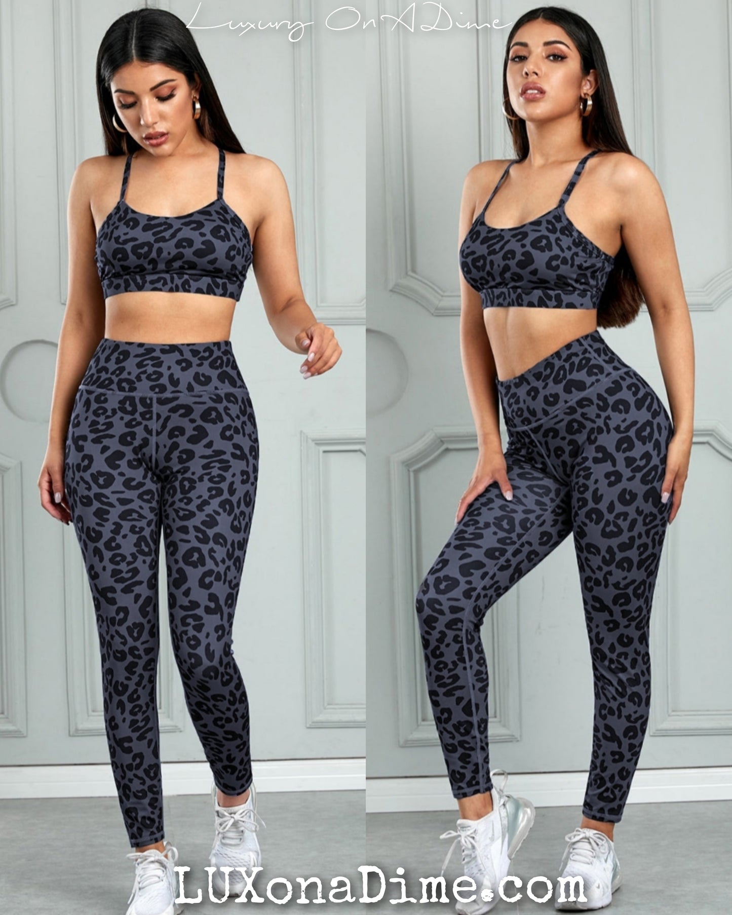 Leopard Sports Bra & Legging Pants 2-piece Matching Activewear Set