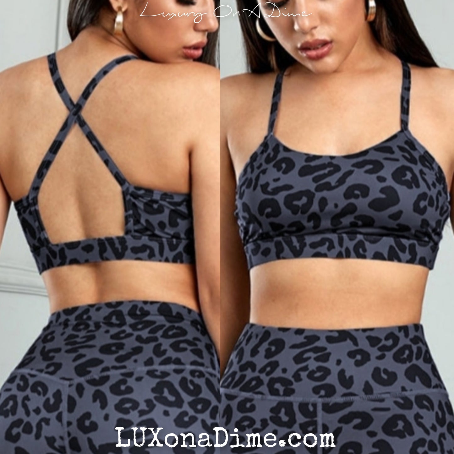 Leopard Sports Bra & Legging Pants 2-piece Matching Activewear Set