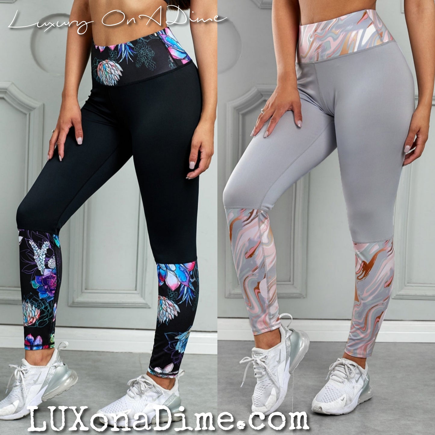 Trendy Printed Wide Waistband Active Yoga Workout Pants