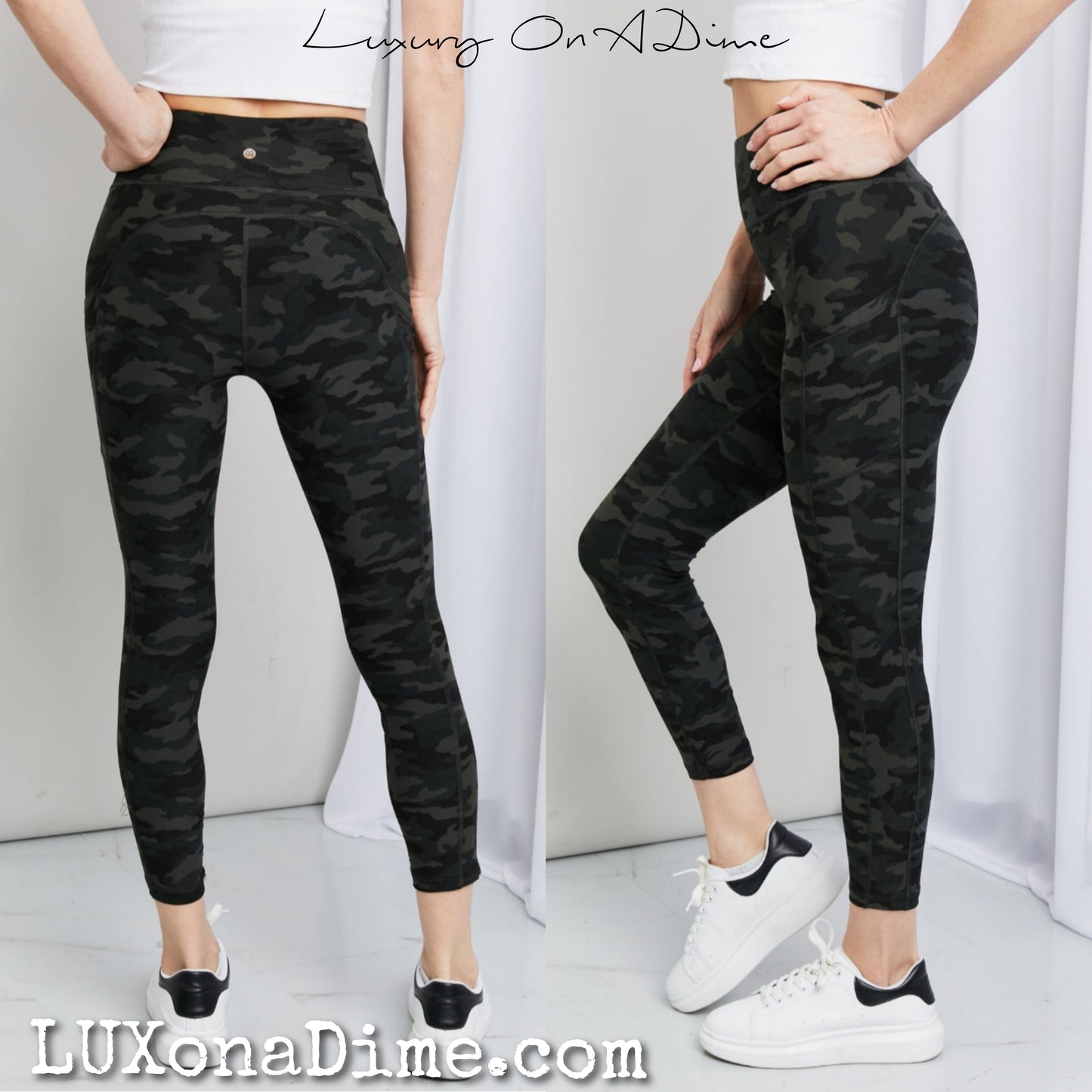 Camouflage High-rise Side Pocket Yoga Workout Pants (Plus Size Available)