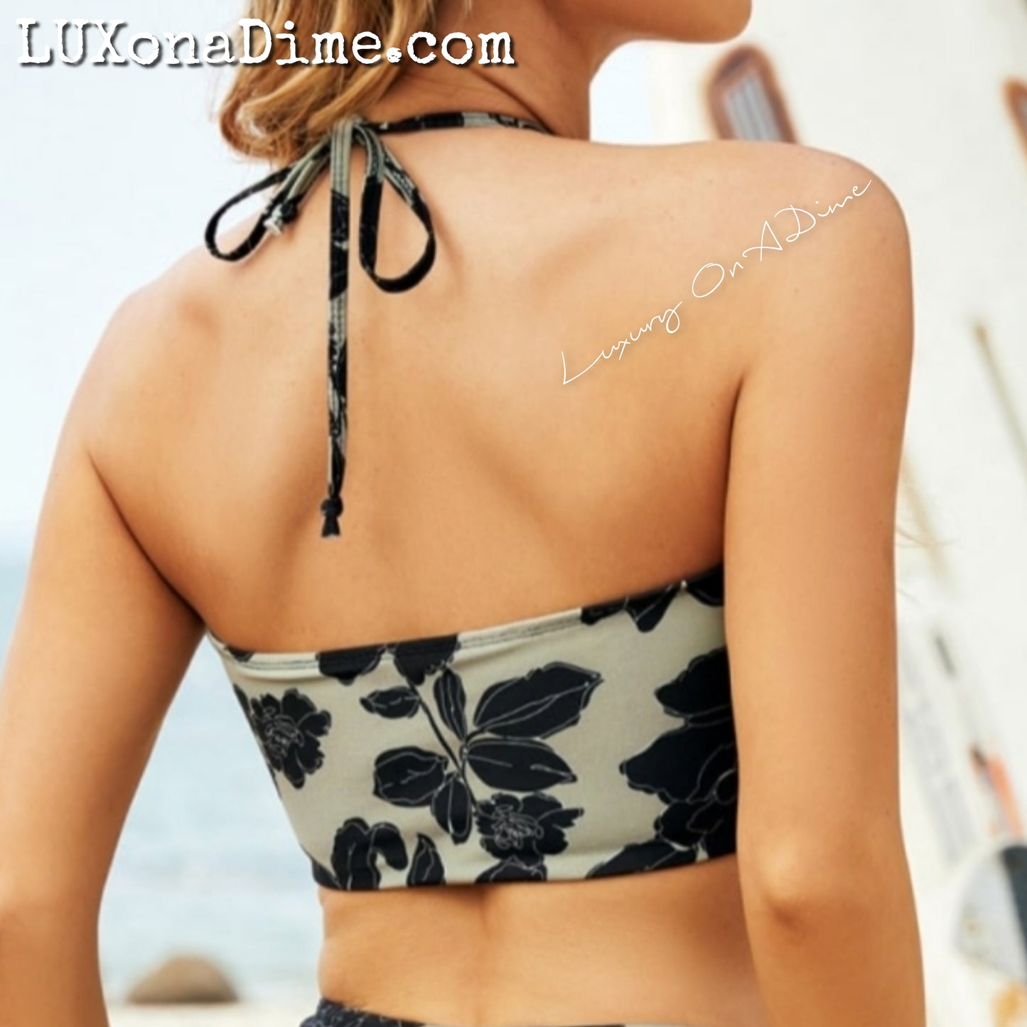 Bikini Set Cross Halter Neck Ruffle Skirt Swimwear