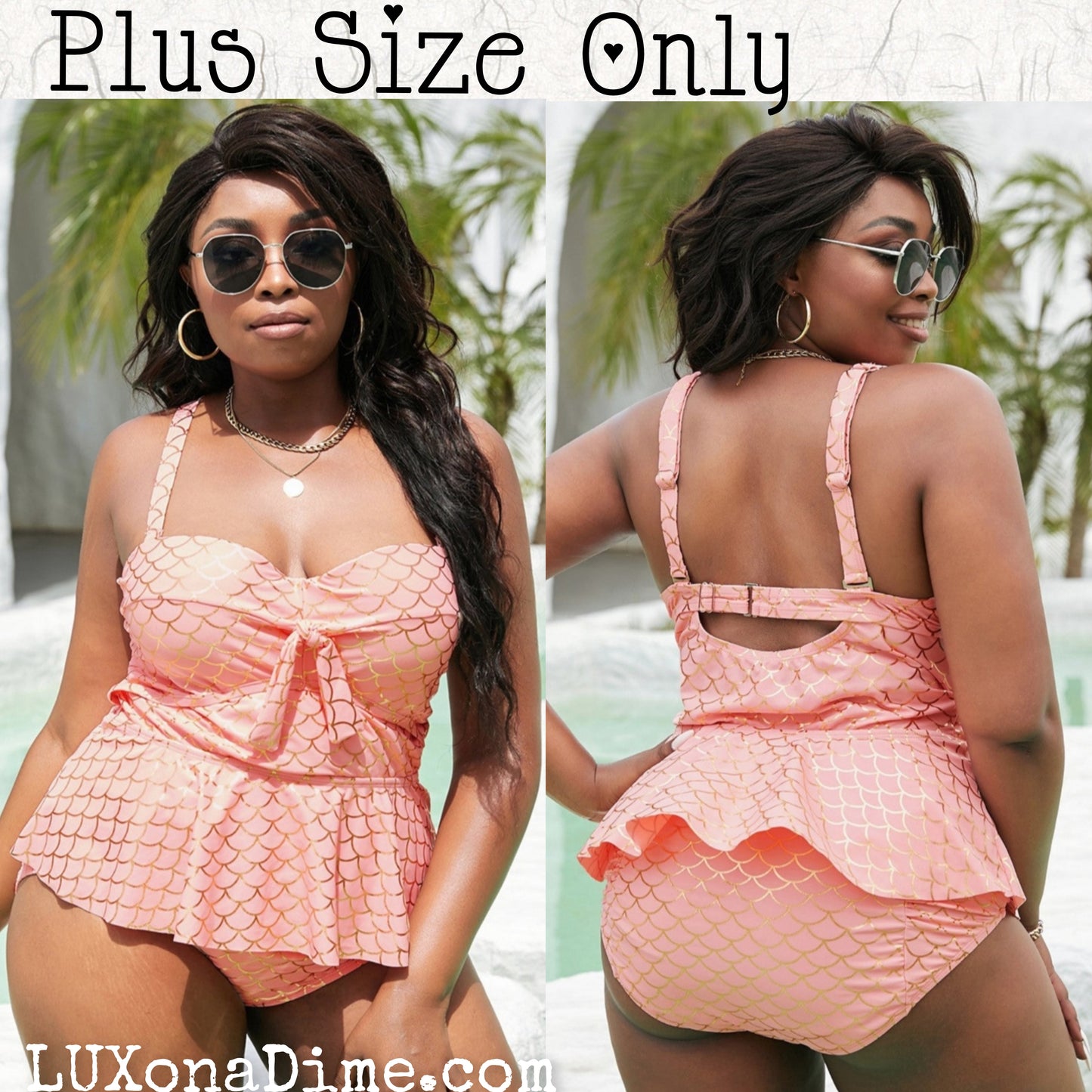 High-rise Fish Scale Plus Size swimsuit 