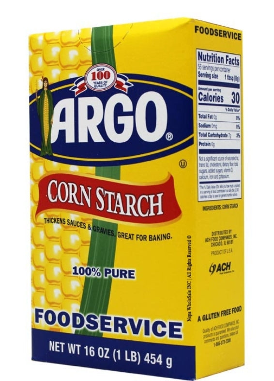 Argo Corn Starch 100% Pure cornstarch- 1 Pound(LB) Cardboard Box
