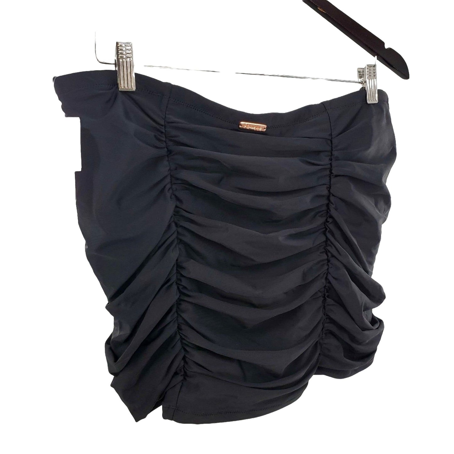 RAISINS High Waisted Retro Bottom Swim Skirt Black Ruched Bikini