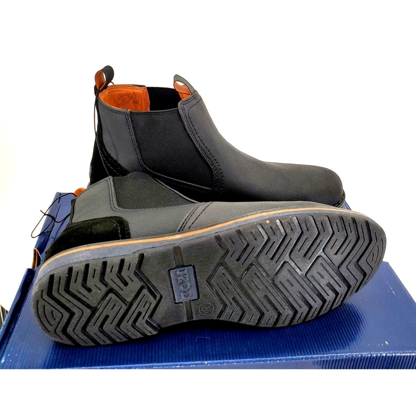 IZOD Boots Chukka Men's Black Buffed LEATHER Slip-on Shoes