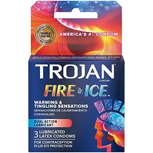 Fire and Ice Condoms Trojan Dual Action 3 Count Discreet Box