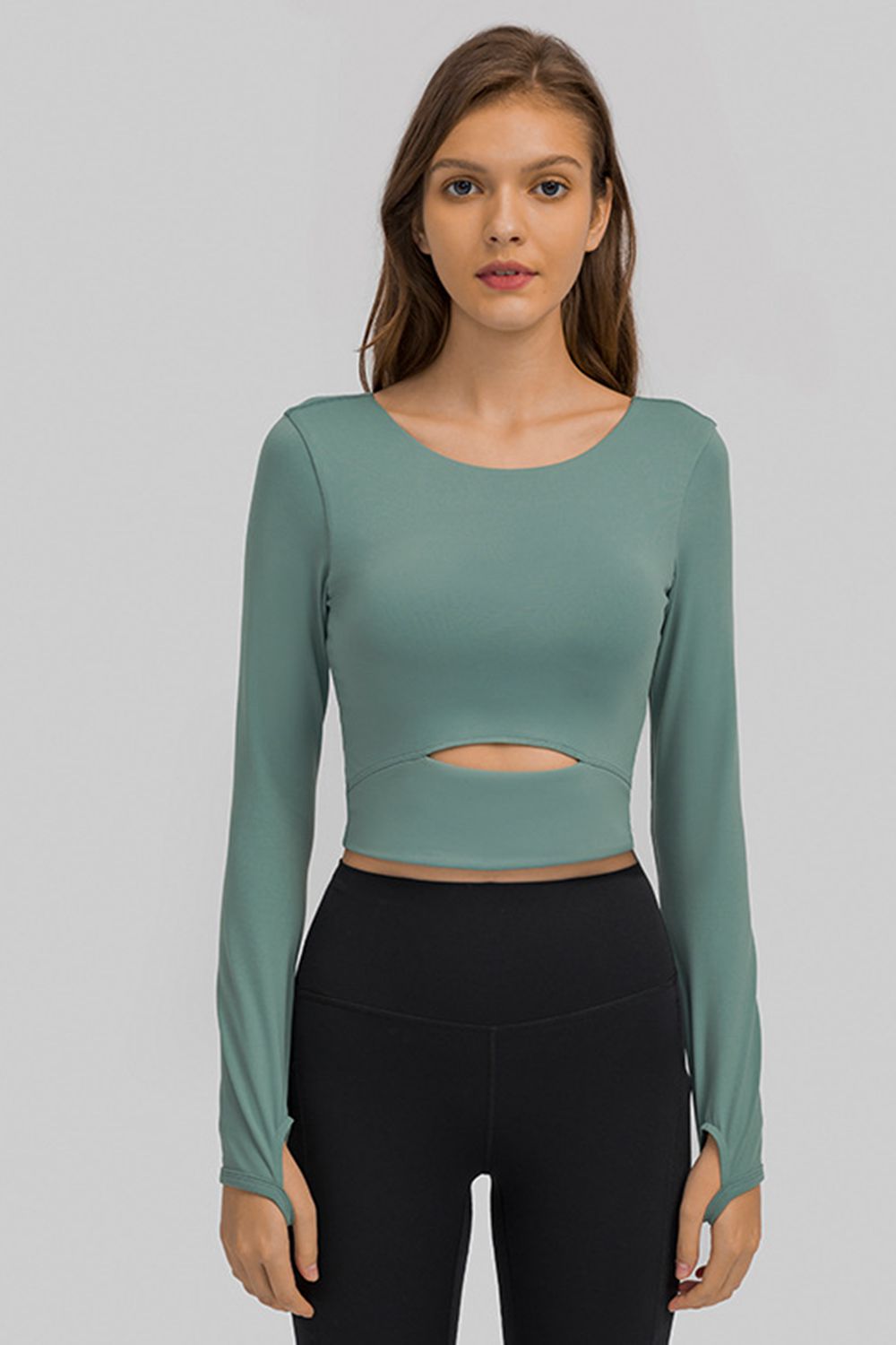Long Sleeve High-impact Athletic Cut-out Cropped Sports Top
