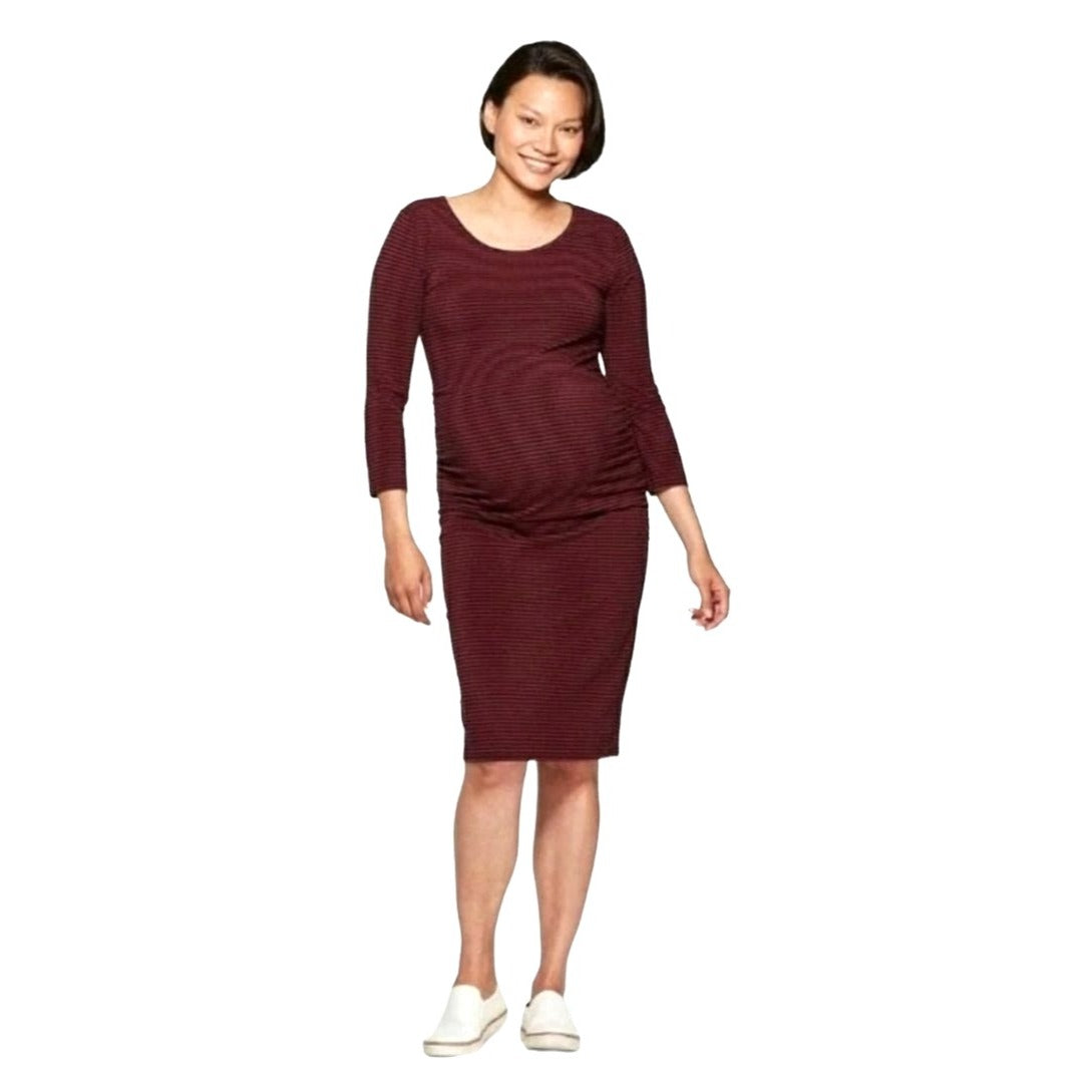 ISABEL MATERNITY Dress 3/4 Sleeve Stretch Shirred side T-Shirt Dress