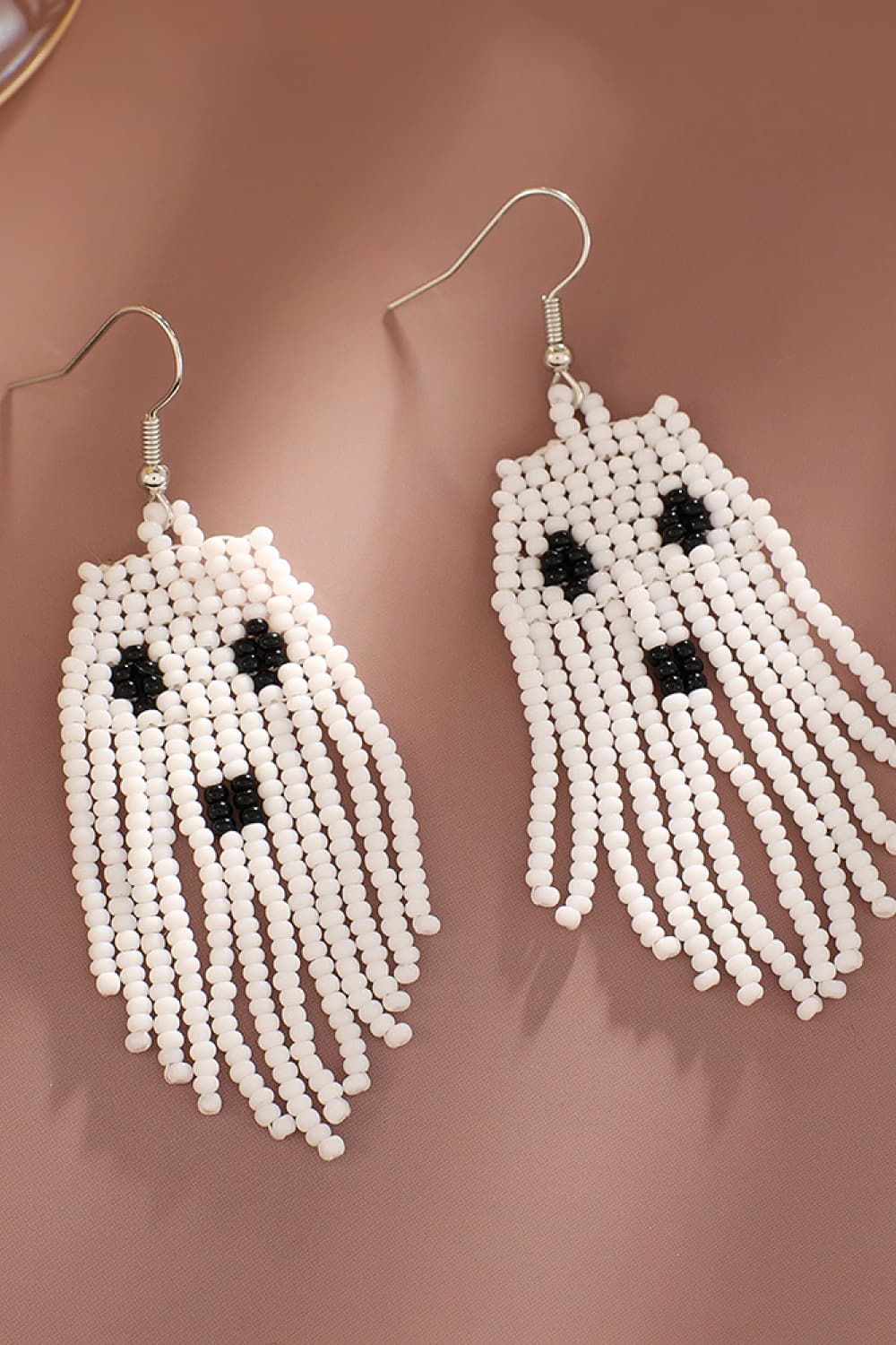 Spooky Fun Beaded Long Dangle Earrings Halloween Jewelry Artisan