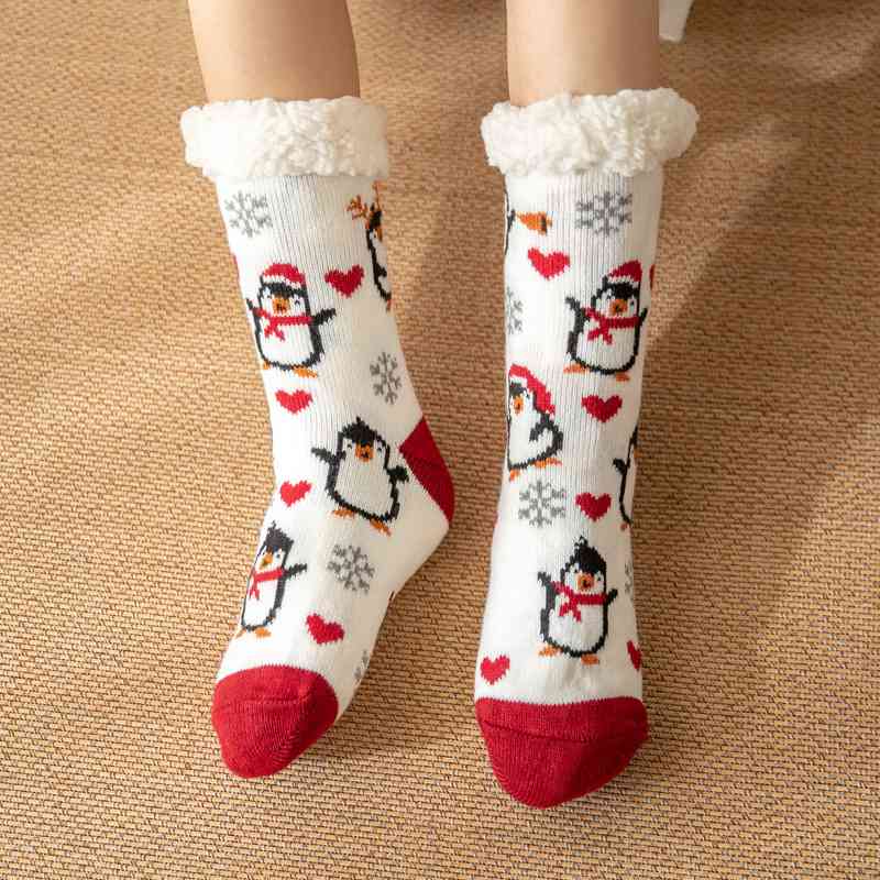 Christmas Knit Sherpa Filled Warm Winter Thick House Holiday Socks