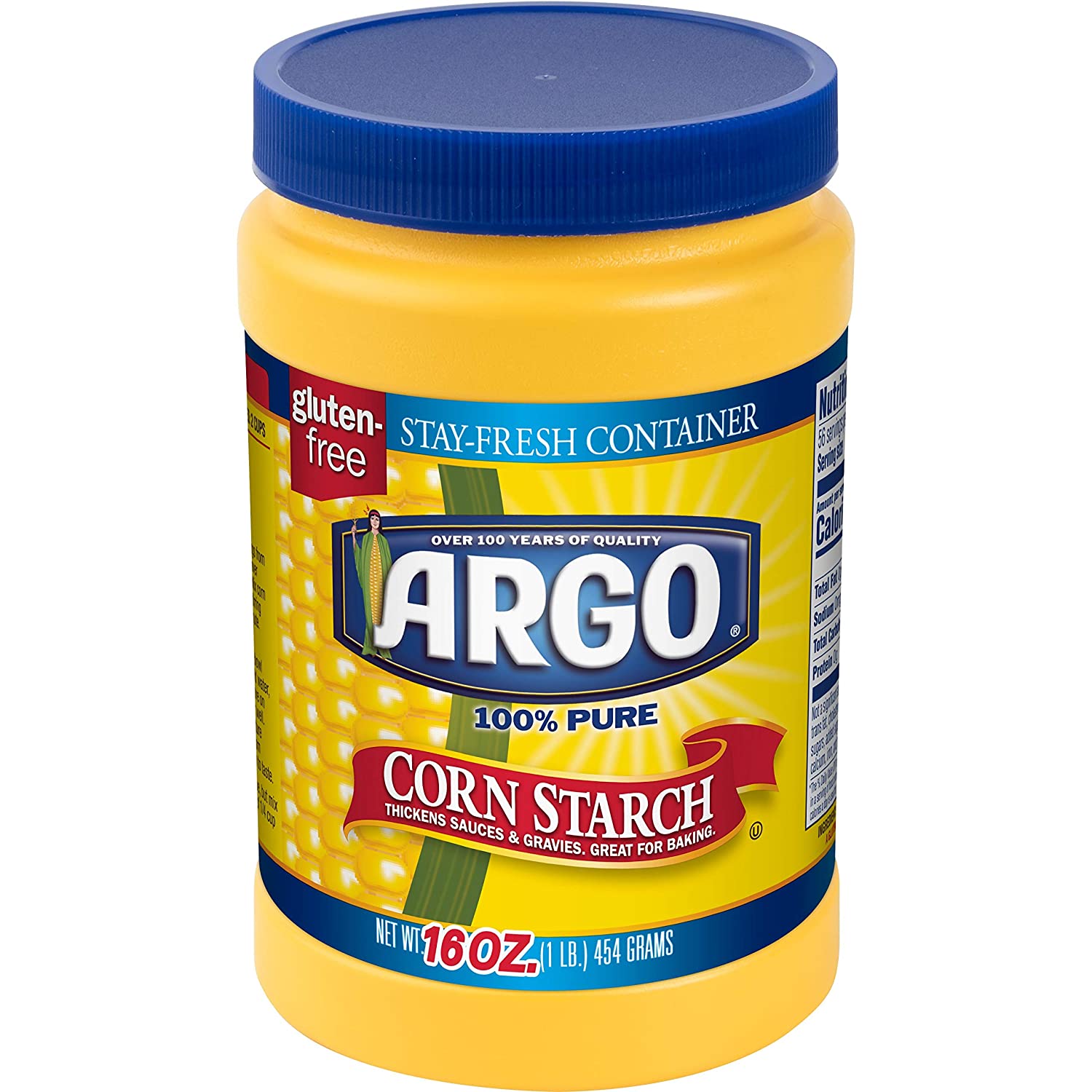 Argo Corn Starch 100% Pure, 16 Oz (Resealable Container)