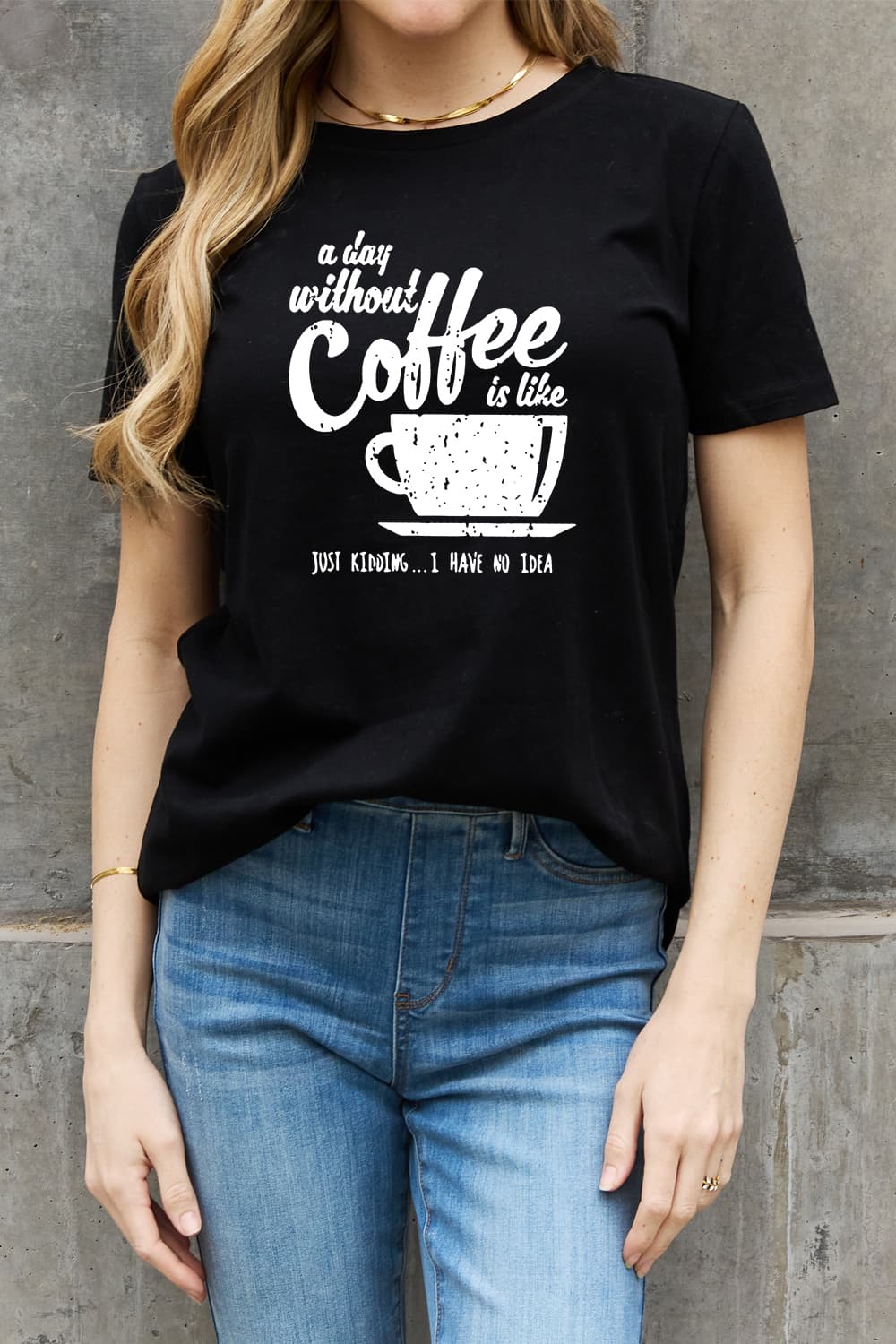 DAY WITHOUT COFFEE Funny Graphic 100% Cotton Short-sleeve Tee Shirt (Plus Size Available)