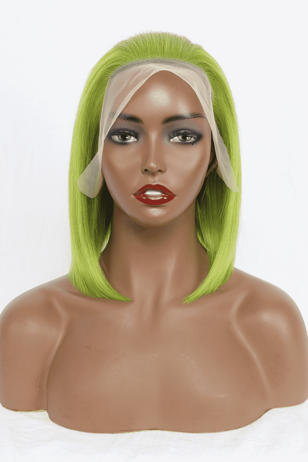 HUMAN HAIR 12" Green 165g Lace Front Wig Thick 150% Density Shoulder Length Bob