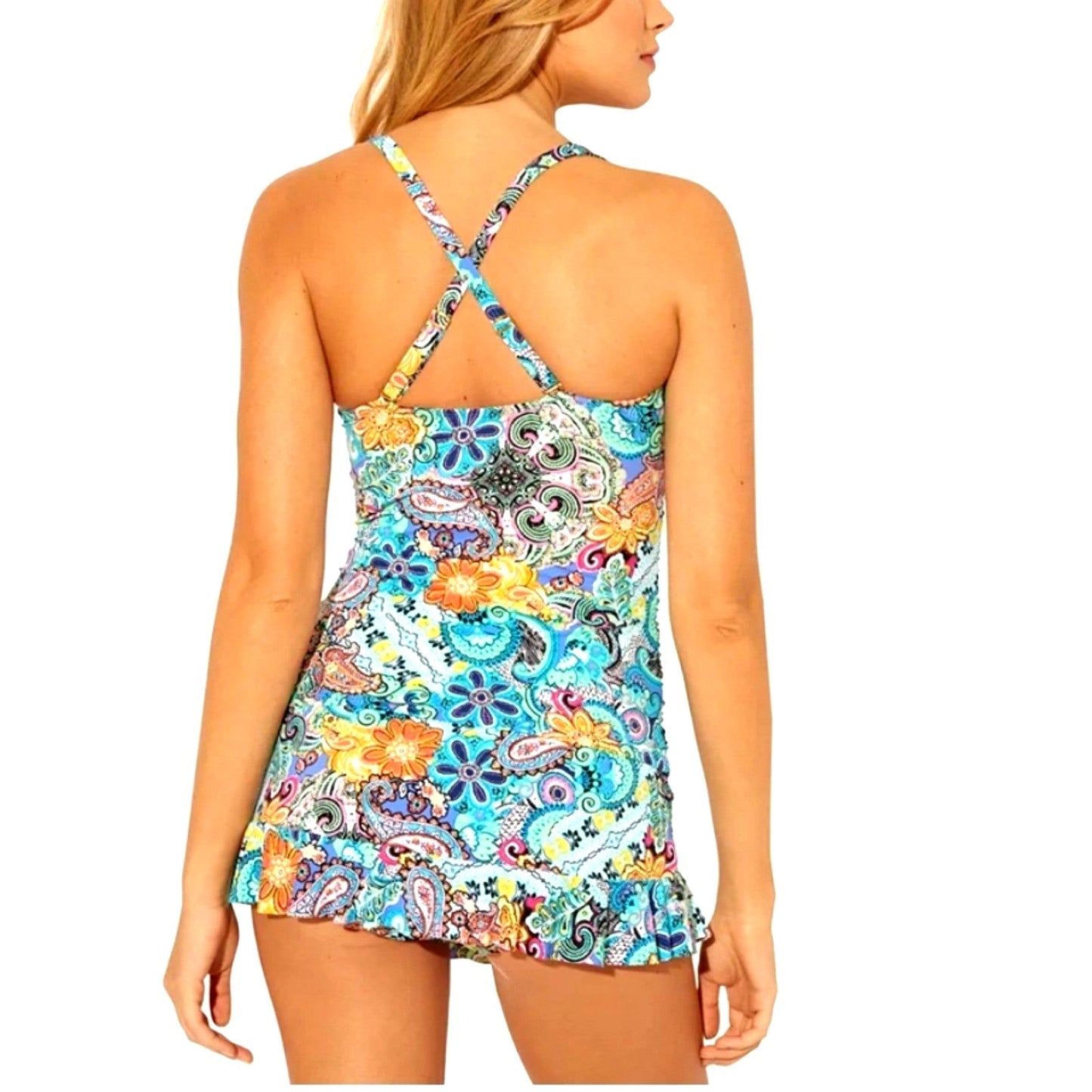 BLEU ROD BEATTIE Bikini top Swimsuit Tankini Swimwear Colorful Paisley