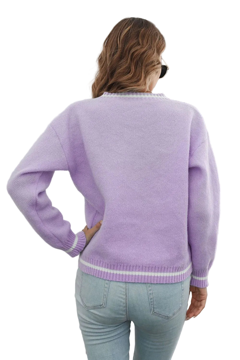 Skeleton Rib Cage V-Neck Top Long Sleeve Knit Pullover Sweater Halloween Grunge