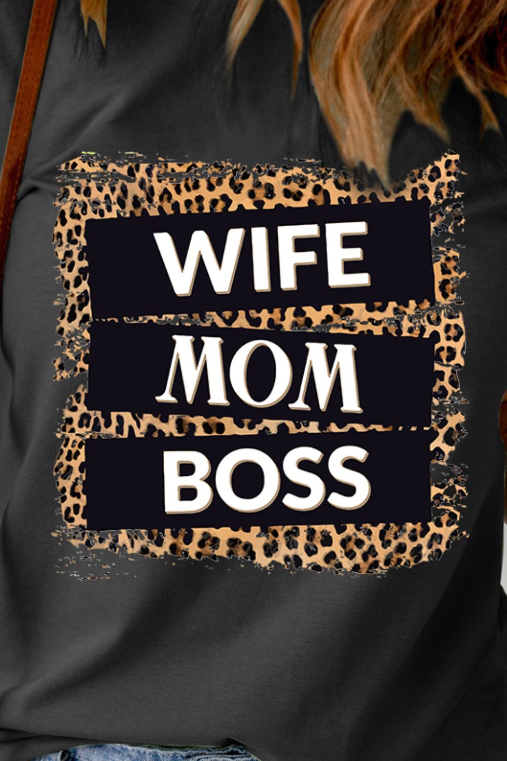 Leopard Print WIFE MOM BOSS Graphic Tee Shirt (Plus Size Avaailable)