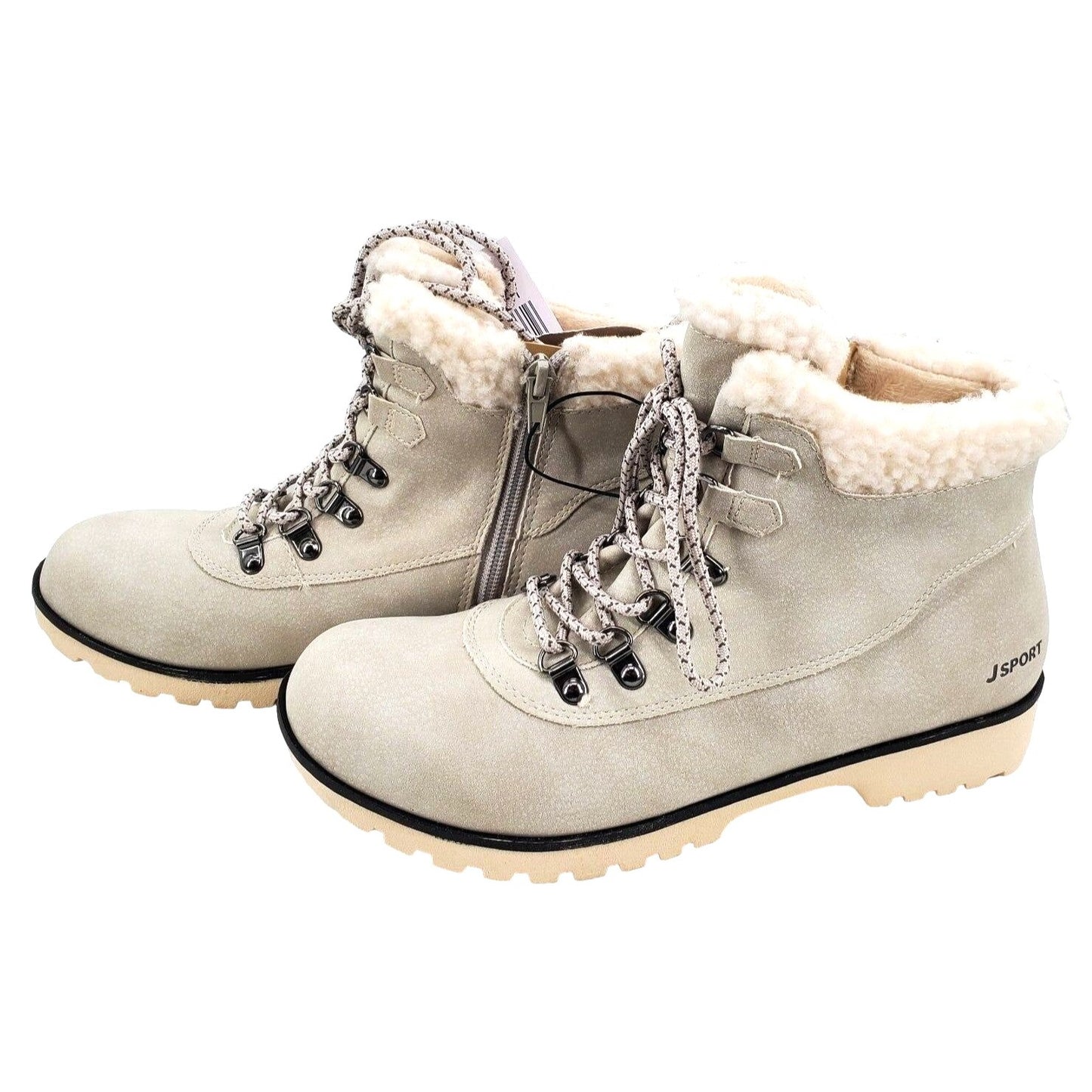 JSPORT Boots Woman's Faux Fur Shearling Hiking Outdoor Weather Ready shoes