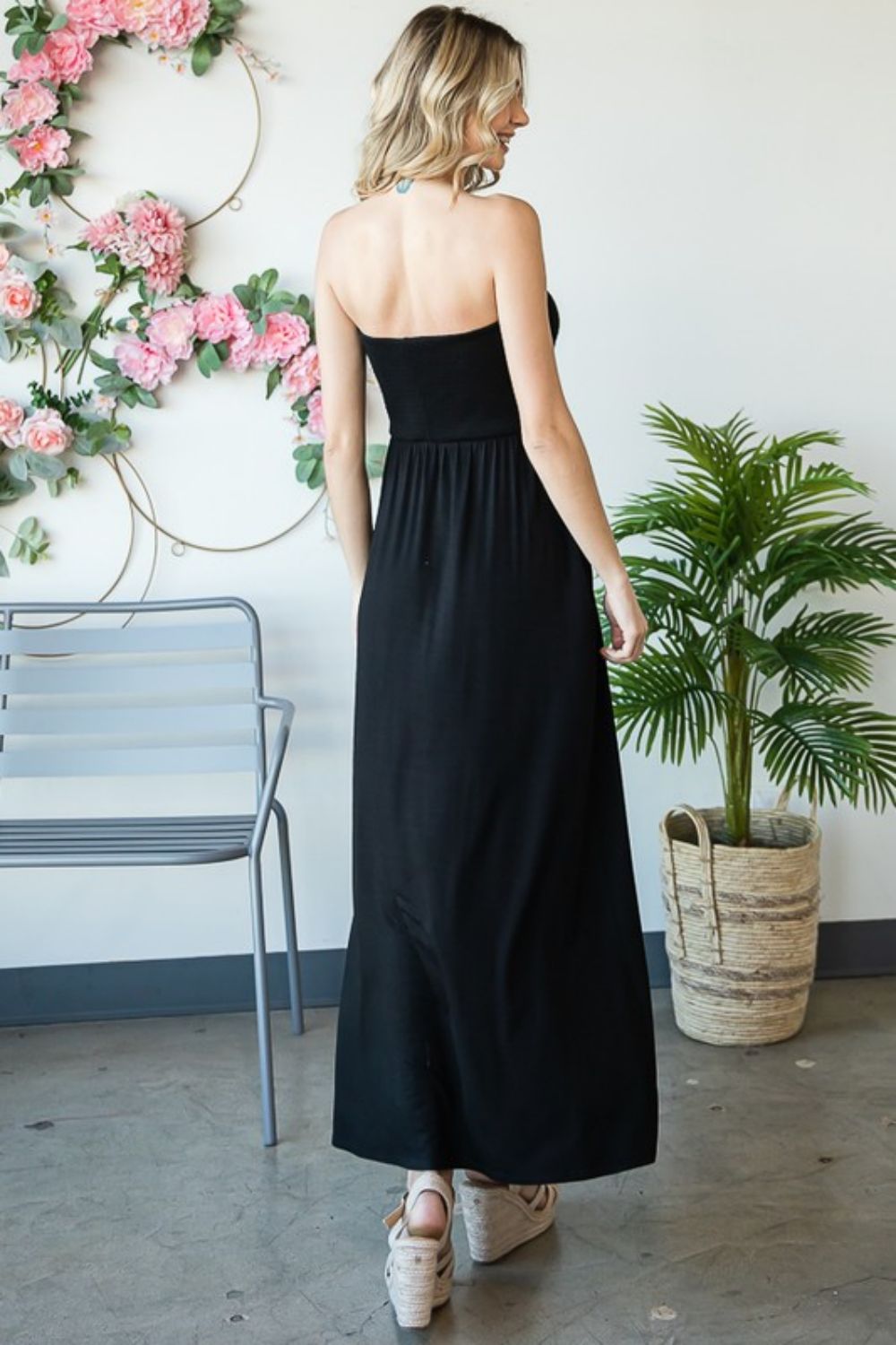 Strapless Classic Maxi Sun Dress with Pockets ( Plus Size Available)