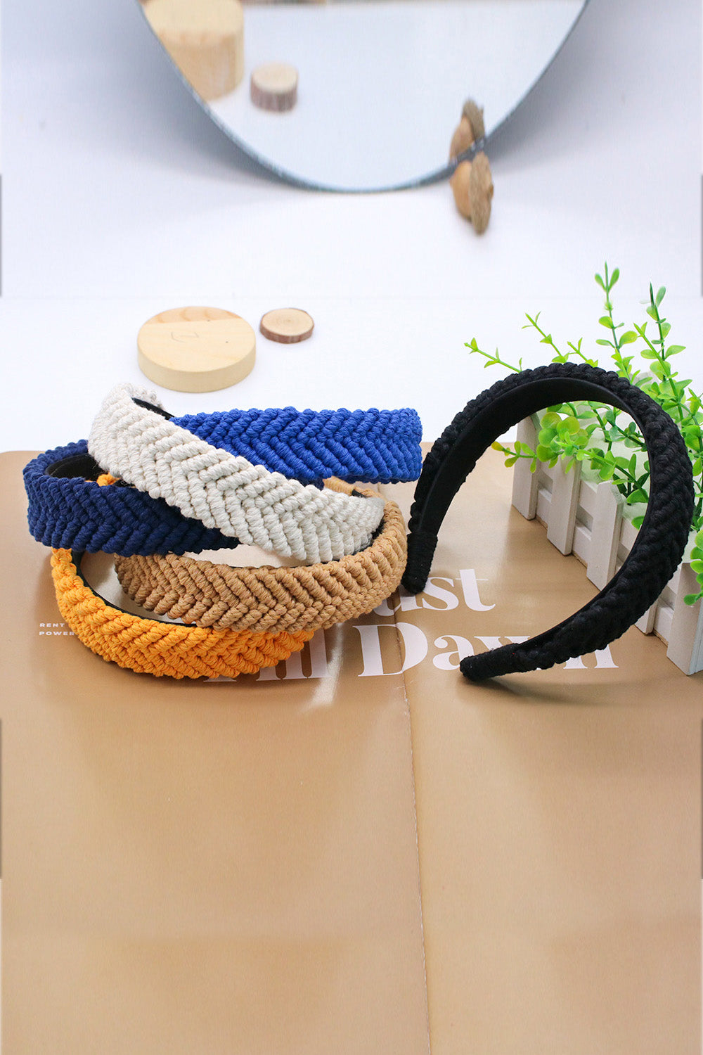 Premium Braided Macrame Headband Colorful Boho Hair Accessory (10 Colors)