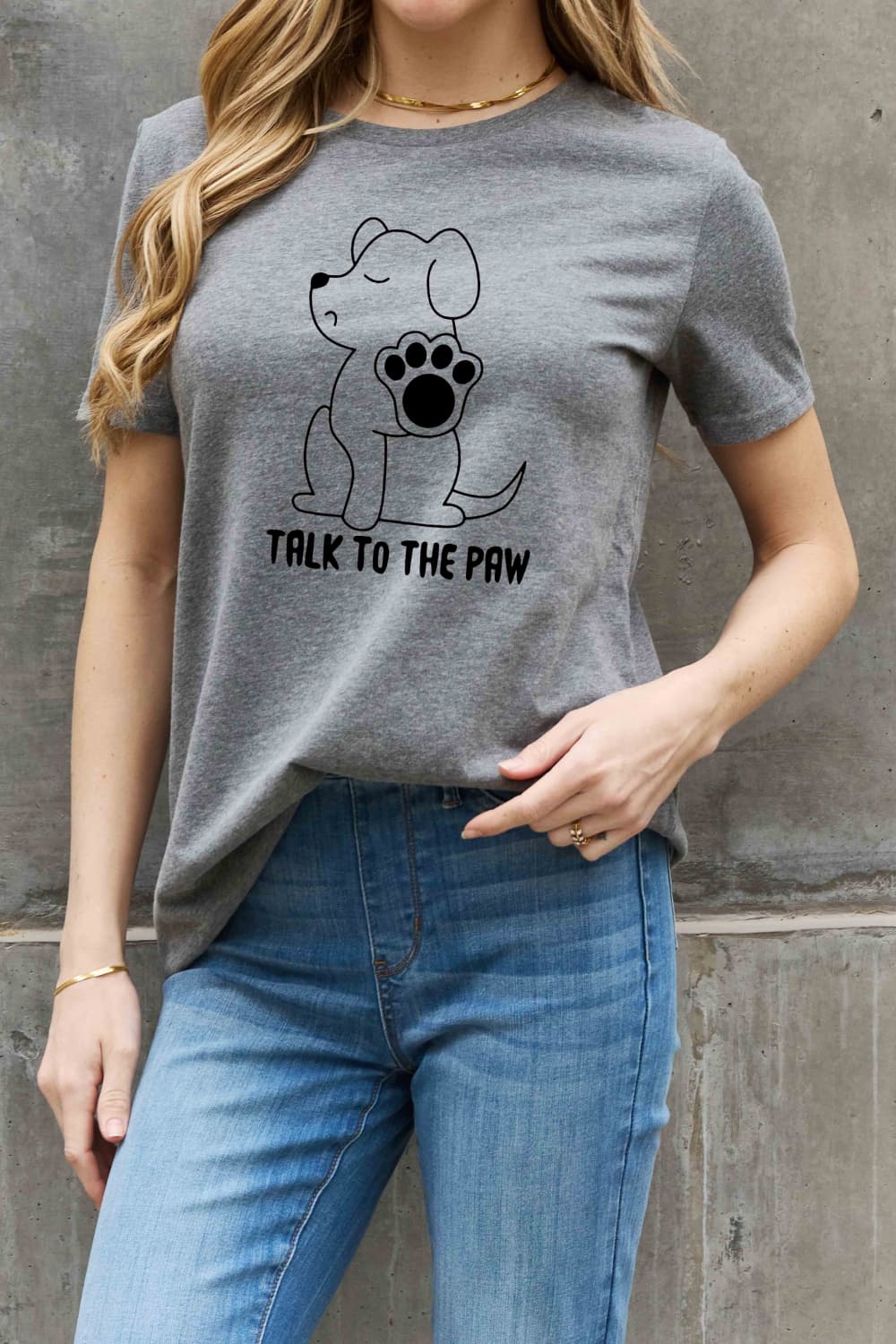 TALK TO THE PAW Dog Funny Graphic 100% Cotton Short Sleeve Tee Shirt (Plus Size Available)