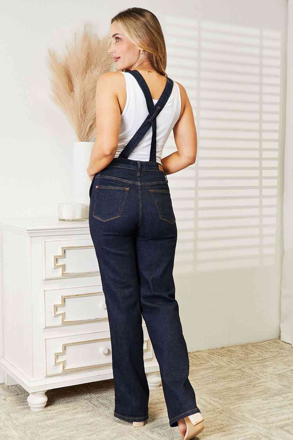 High Waist Taylor Classic Denim Bib Pocket Jean Pant Overalls by Judy Blue