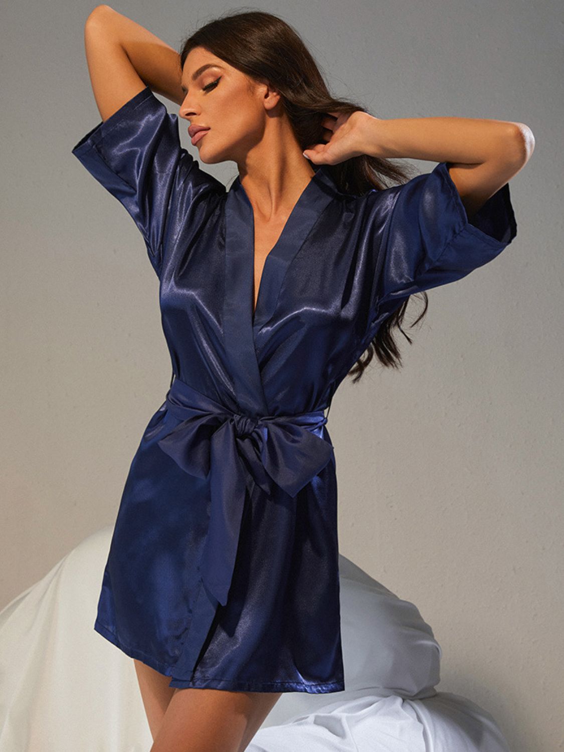 100% SATIN Short Sleeve Belted House Robe
(2 Colors Available)