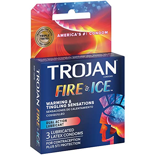 TROJAN Dual Action Fire & Ice Condoms, 3 Count/Box