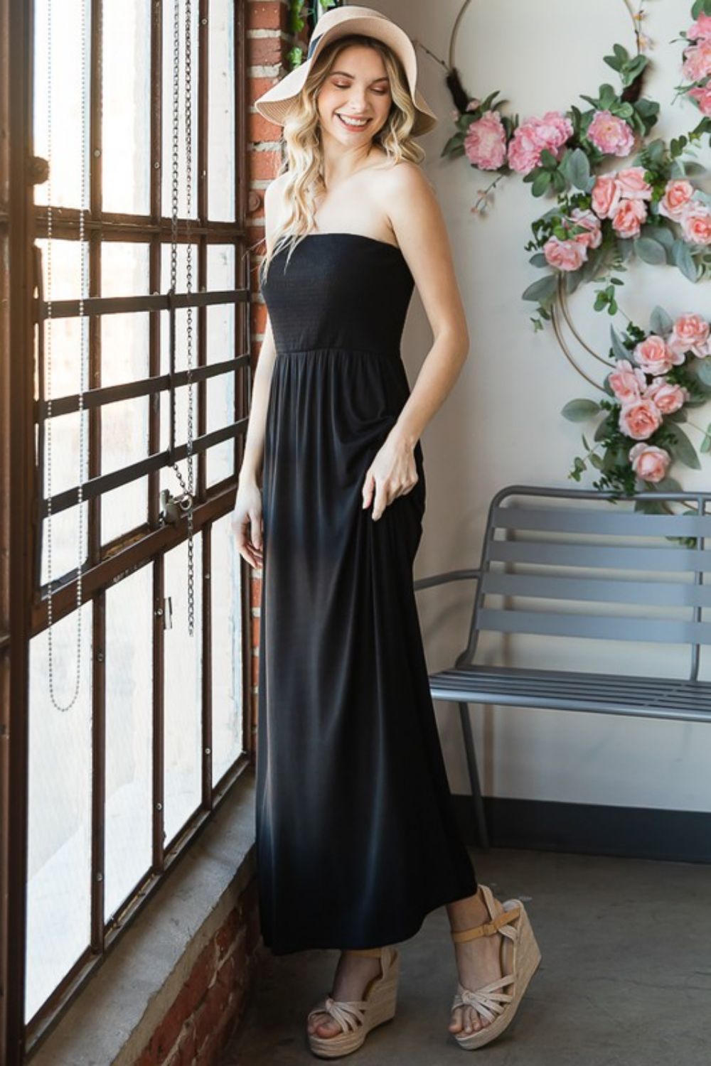 Strapless Classic Maxi Sun Dress with Pockets ( Plus Size Available)