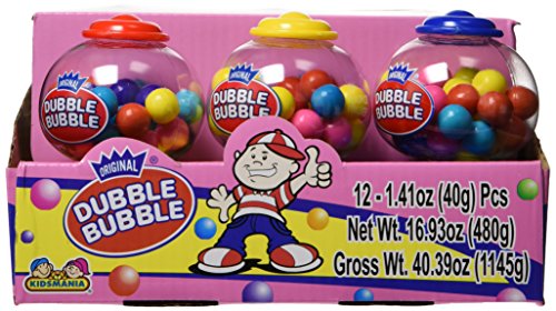 Dubble Bubble Mini Gumball Machine Candy Dispensers for Kids, 1.41 Ounce, Pack of 12
