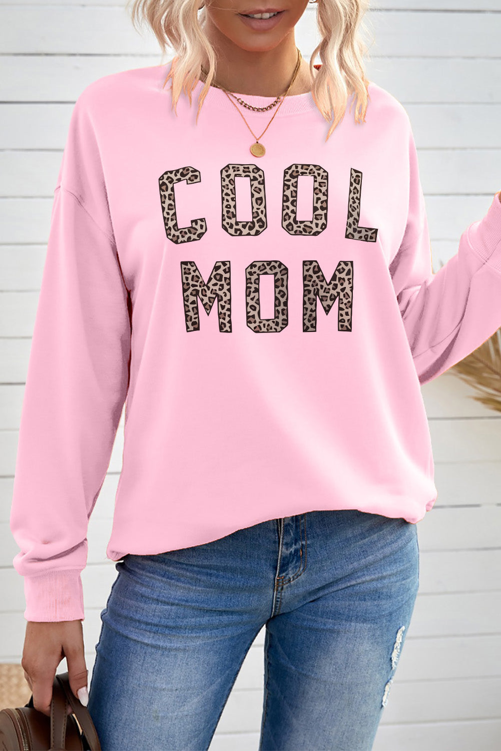 COOL MOM Leopard Graphic Pullover Sweatshirt (Plus Size Available)