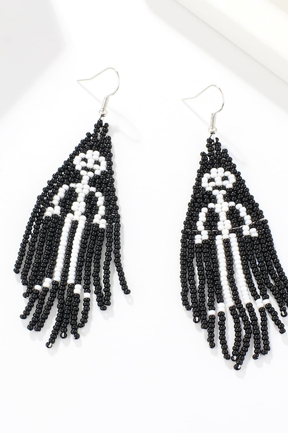 Spooky Fun Beaded Long Dangle Earrings Halloween Jewelry Artisan