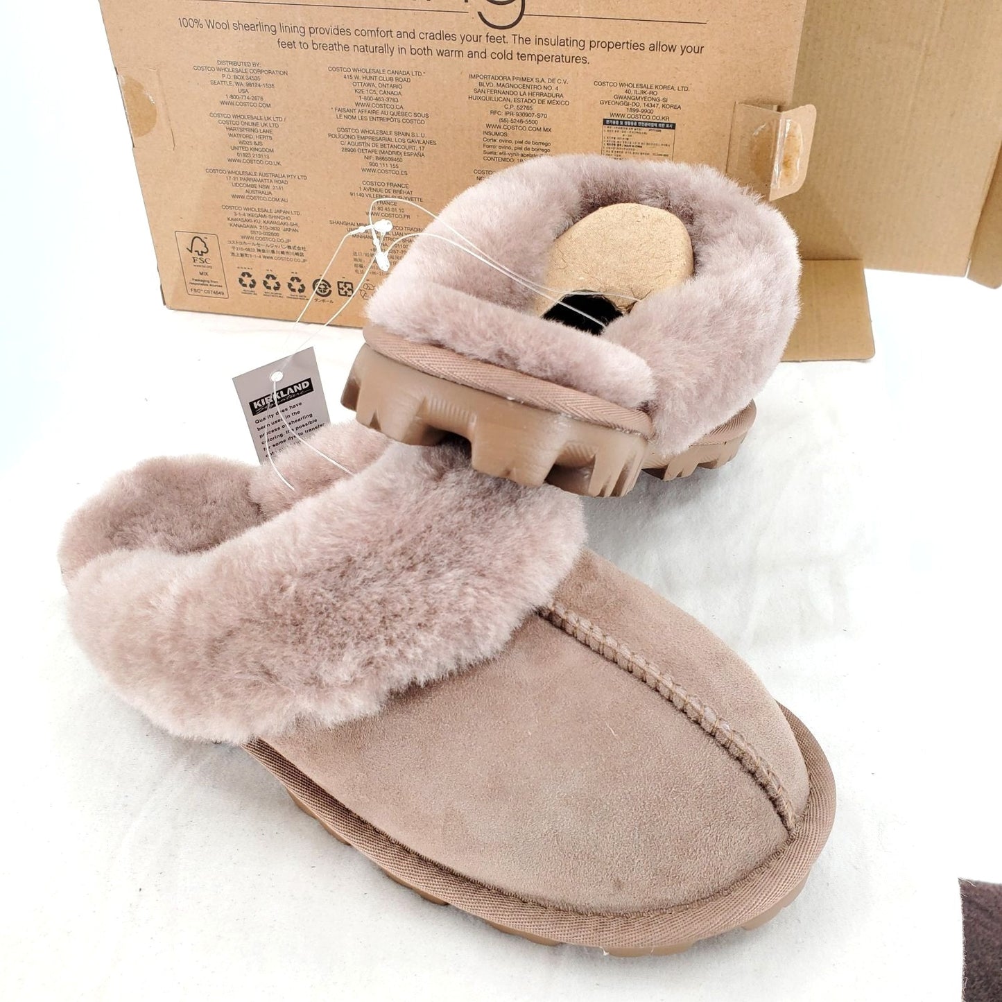 COQUETTE Kirkland Woman's SUEDE Shearling REAL FUR slippers Tan shoes