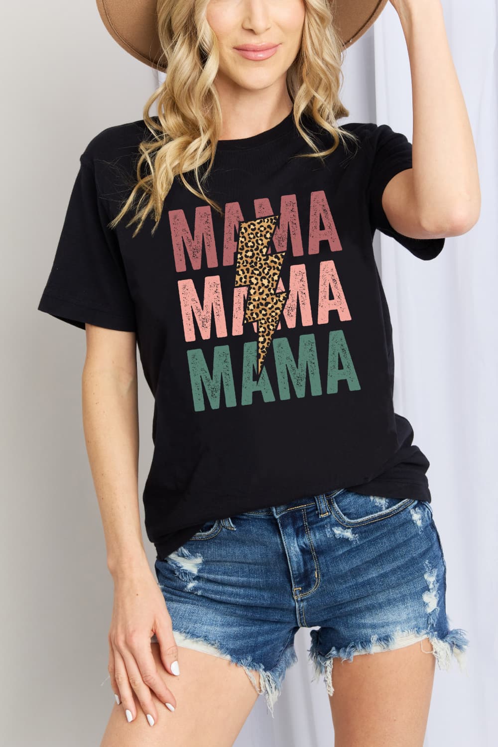 Leopard MAMA Colorful Graphic 100% Cotton Short-sleeve Tee Shirt