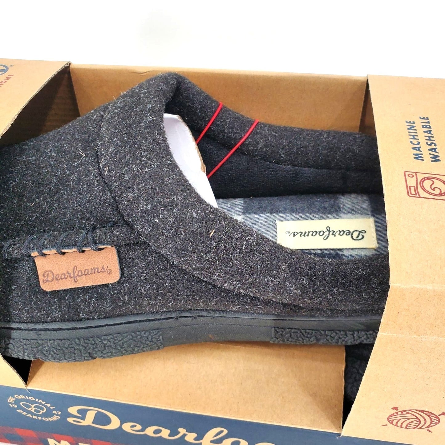 DEARFOAM Slippers Men's Wool House Indoor & outdoor Loungewear Loafers Leisure Shoes