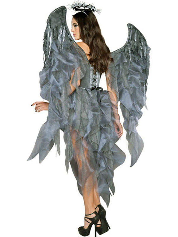 DARK ANGEL Goth Punk Sexy Adult Halloween Cosplay Costume Dress Wings