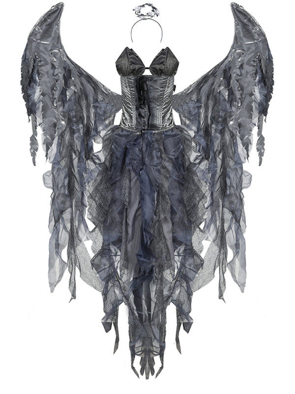 DARK ANGEL Goth Punk Sexy Adult Halloween Cosplay Costume Dress Wings