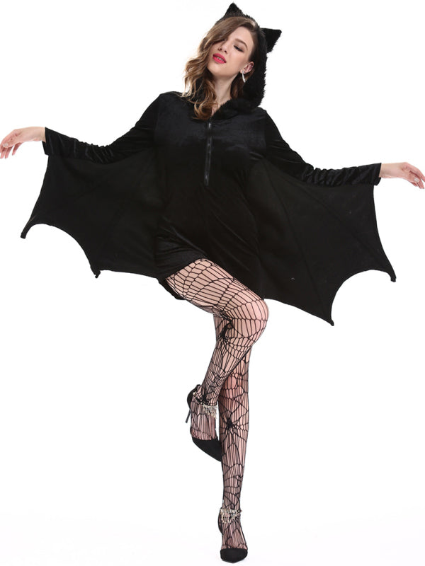 ONE-PIECE Shorts Romper BAT Lady Adult Sexy Women's Halloween Costume Cosplay