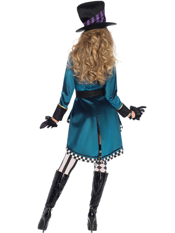 6-piece Miss Hatter Cosplay Sexy Adult Magician Halloween Costume Set