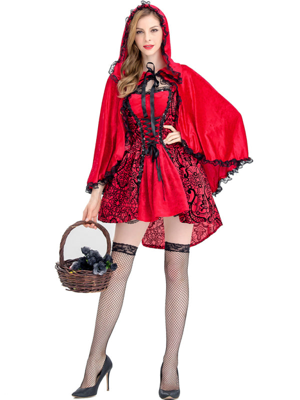 Cosplay Sexy Adult Halloween Costume Dress Hooded Cape